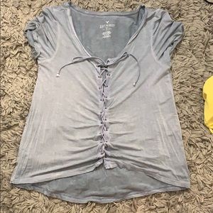 American eagle gray blue tie shirt